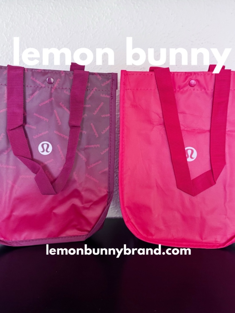 Special Bundle of 2 lululemon Small Shopping Tote Bags Red Ombre New